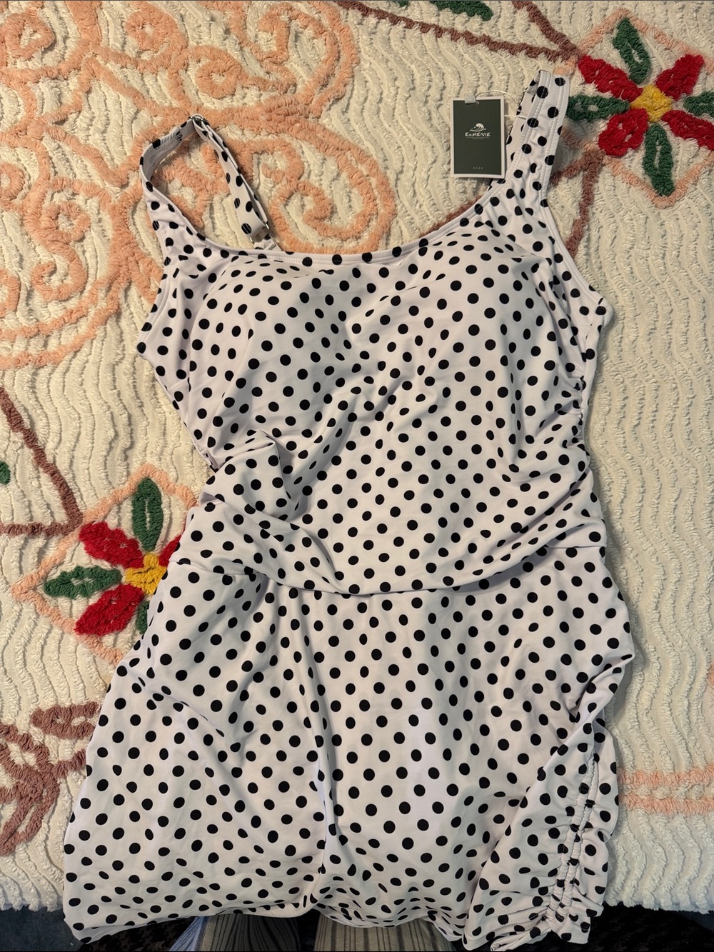 EOMENIE Black Polka Dot Swim Dress
